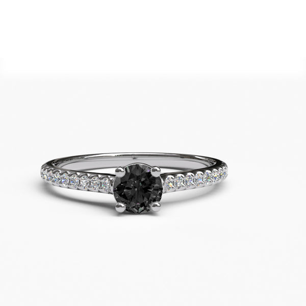 Solitaire Gold Engagement Ring with 0.5ct Black Onyx- 01SG01O